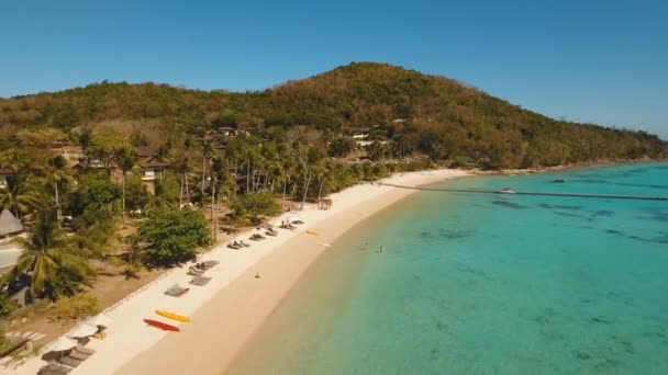 Flygbilder Öar Med Strand Lagun Med Turkost Vatten Bulog Dos — Stockvideo