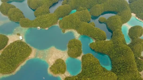 Aerial Seascape Islands Bays Lagoons Turquoise Water Bucas Grande Sohoton — Stock Video