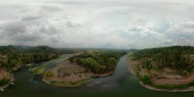 Tropikal manzara nehir, çiftçiler vr360 arazi.