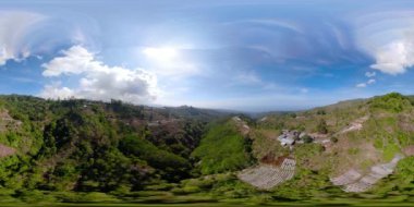 Dağ manzara tarım arazileri ve köy Bali, Endonezya. vr360