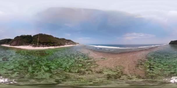 Zeegezicht met strand vr360 — Stockvideo