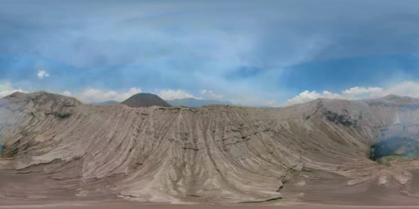 Active volcano with crater Bromo, Jawa, Indonesia. vr360 — Stock Video