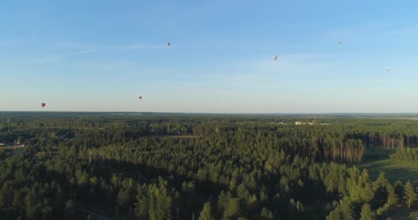 Varmluftsballonger på himlen — Stockvideo