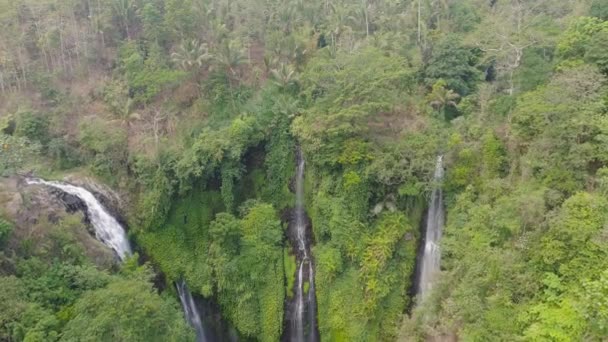 Bela cachoeira tropical Bali, Indonésia. — Vídeo de Stock