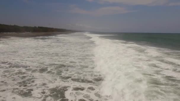 Water surface with big waves, aerial view. — Stock Video