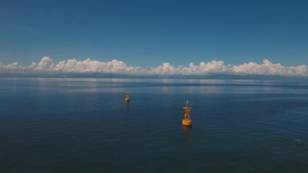 Navigational buoy in the sea. — Stock Video