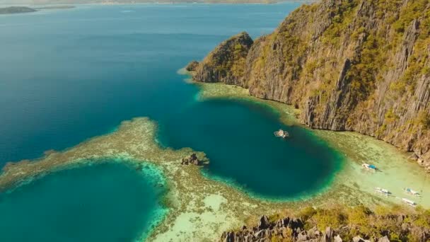 Paisaje marino con una hermosa laguna Filipinas, Palawan. — Vídeos de Stock