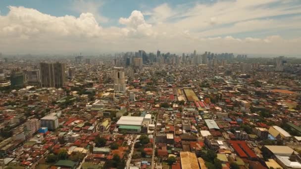 Stad landschap met wolkenkrabbers Manilla city Filippijnen — Stockvideo