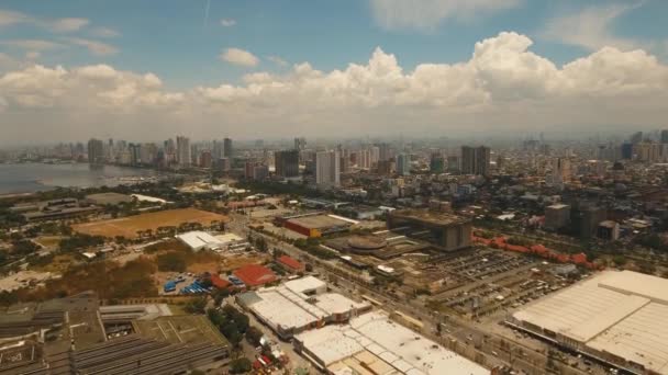 Stadens landskap med skyskrapor Manila city Filippinerna — Stockvideo