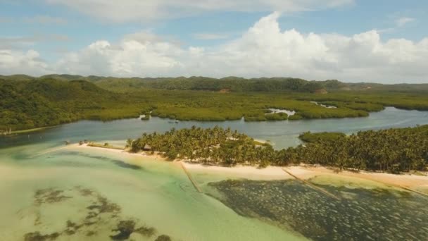 Tropisch strand met turquoise zee — Stockvideo