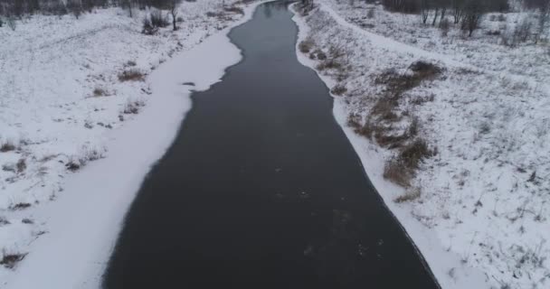 Inverno paisagem fluvial — Vídeo de Stock