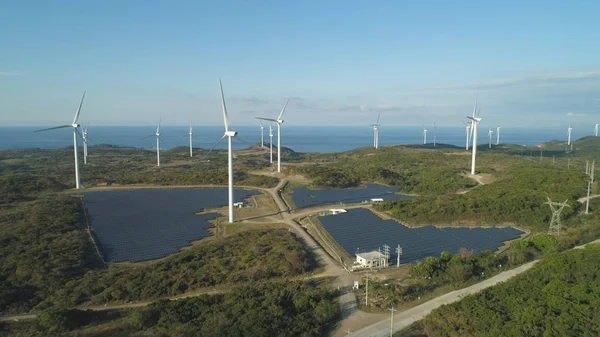 Solar Farm with Windmills. Philippines, Luzon