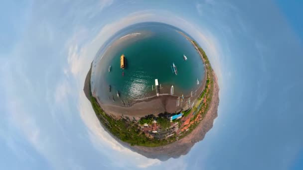 Seascape with beach vr360 — Stock Video