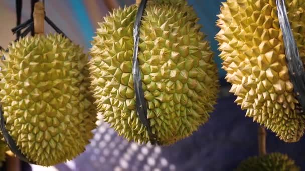 Durians na trhu — Stock video