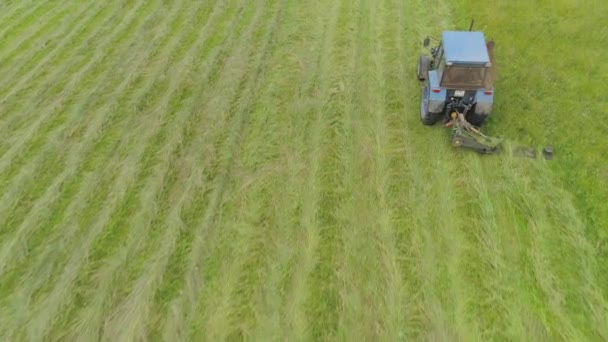 Tractor corta la hierba — Vídeo de stock