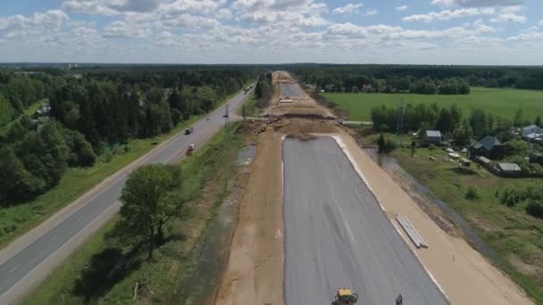 Construcción de carreteras Vista aérea — Vídeos de Stock