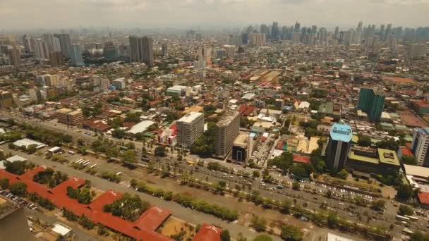 Stad landschap met wolkenkrabbers Manilla city Filippijnen — Stockvideo
