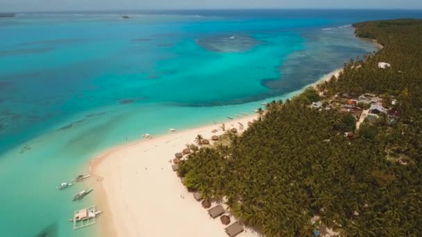 Tropical beach with and turquoise sea — Stock Video