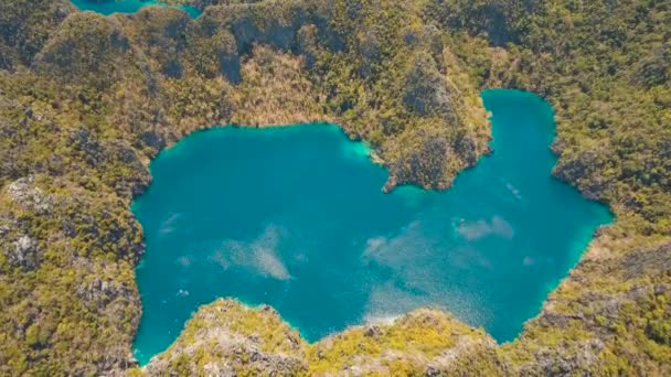 Bergmeer met turkoois water, Luzon, Palawan. — Stockvideo