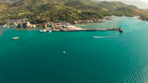 Puerto marítimo en la isla de Busuanga, Filipinas, Coron — Vídeos de Stock