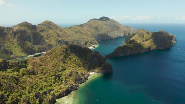 Θαλάσσιο τοπίο με τροπικά νησιά El Nido, Palawan, Φιλιππίνες — Αρχείο Βίντεο