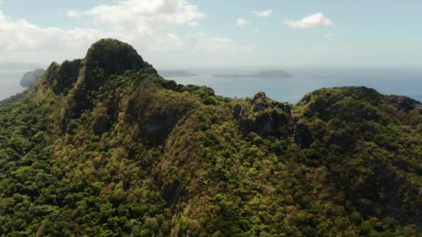 Seascape s tropickými ostrovy El Nido, Palawan, Filipíny — Stock video