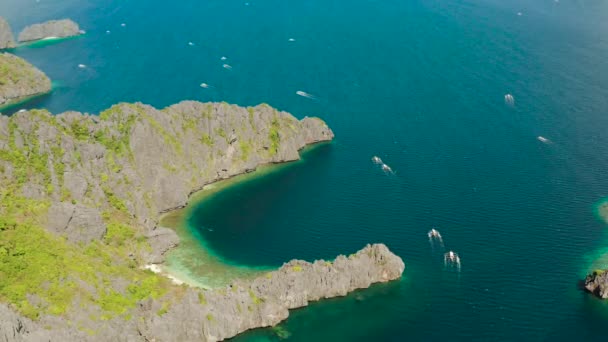 Tengerpart trópusi szigetekkel El Nido, Palawan, Fülöp-szigetek — Stock videók