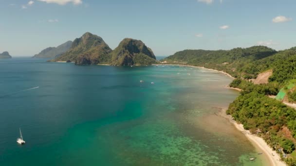 Las Cabanas Strand bei El Nido auf den Philippinen — Stockvideo