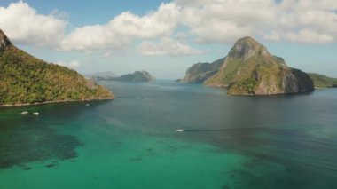 Tropik adaları olan deniz burnu El Nido, Palawan, Filipinler