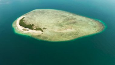 Kumlu bir tropik ada. Palawan, Filipinler