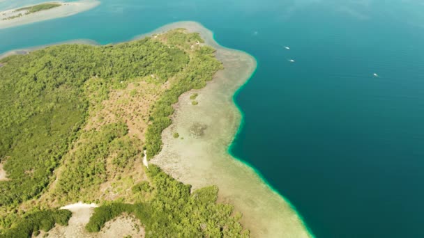 Isla tropical y arrecife de coral, Filipinas, Palawan — Vídeos de Stock