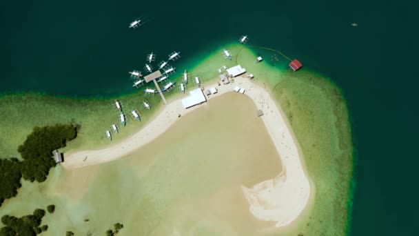 Trópusi sziget homokos stranddal. Palawan, Fülöp-szigetek — Stock videók