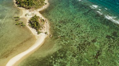 Kumlu plajlı tropik ada, Filipinler, Palawan