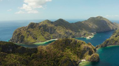 Tropik adaları olan deniz burnu El Nido, Palawan, Filipinler