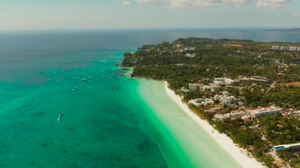 Boracay ostrov s bílou písečnou pláží, Filipíny — Stock video