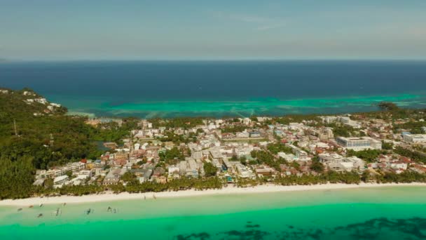 Boracay île avec plage de sable blanc, Philippines — Video