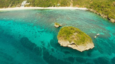 Beah ile birlikte Boracay, Filipinler 'de deniz manzarası.