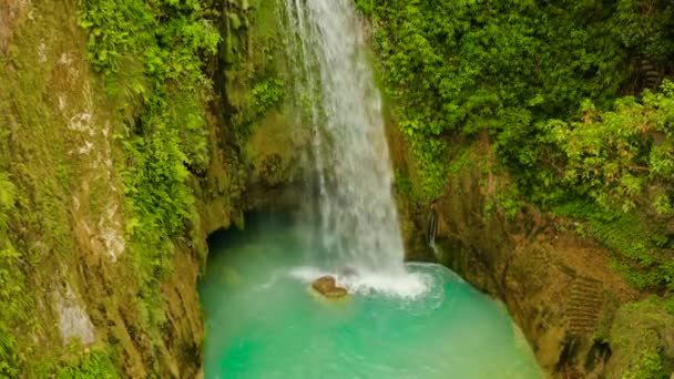 Güzel tropik şelale Filipinleri, Cebu — Stok video
