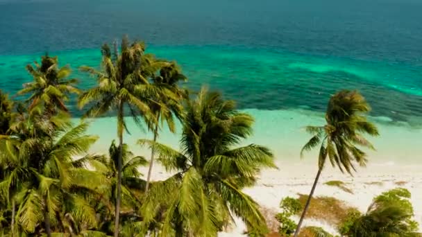 Isla tropical con playa de arena. Balabac, Palawan, Filipinas. — Vídeo de stock