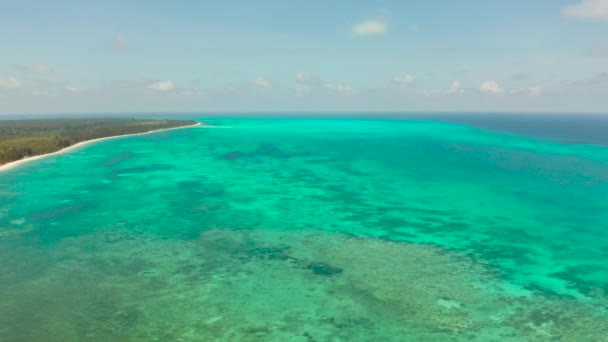 Trópusi sziget homokos stranddal. Balabac, Palawan, Fülöp-szigetek. — Stock videók