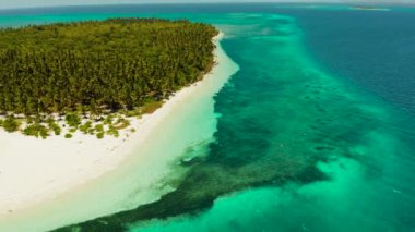 Kumlu bir tropik ada. Balabac, Palawan, Filipinler.