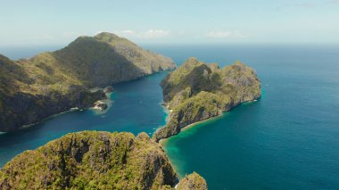 Tropik adaları olan deniz burnu El Nido, Palawan, Filipinler