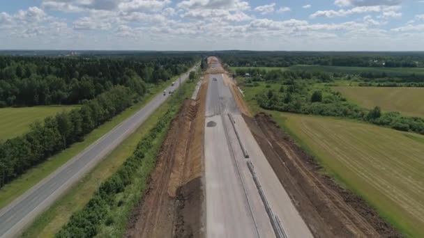 Construcción de carreteras Vista aérea — Vídeo de stock