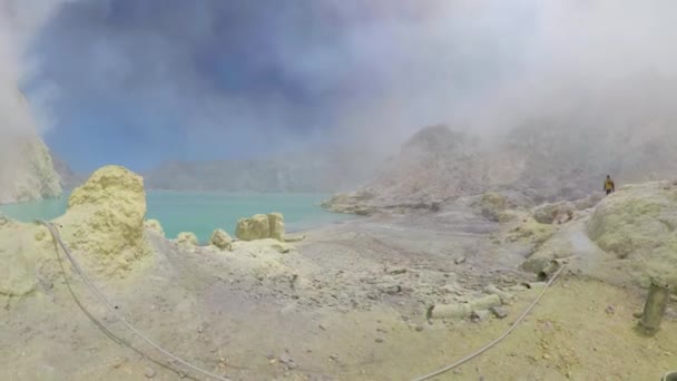 Mountain landscape with crater lake — Stock Video