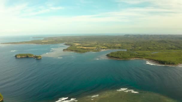 Siargao ilha e oceano, vista aérea. — Vídeo de Stock