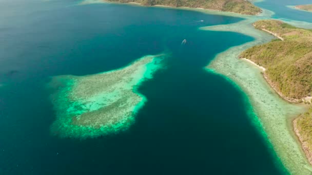 Kumlu plajlı tropik ada, Filipinler, Palawan — Stok video