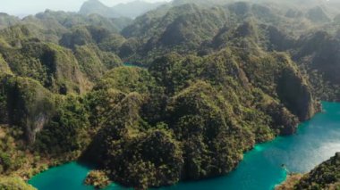 Tropik ada, Filipinler, Coron, Palawan 'daki Kayangan Dağı.