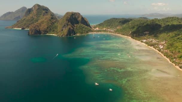 Spiaggia di Las Cabanas a El Nido, Filippine — Video Stock