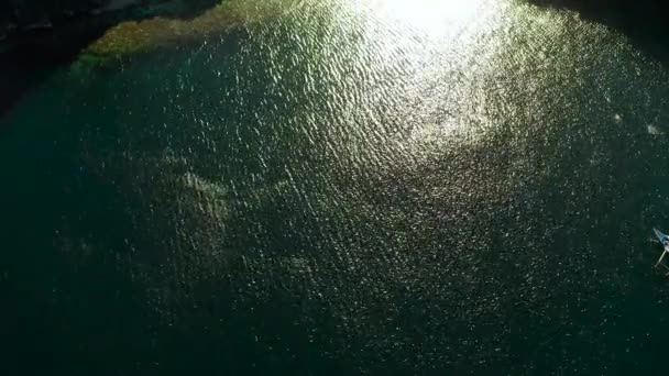 Vista superior de uma água limpa do oceano perto de uma costa — Vídeo de Stock
