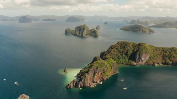 Tengerpart trópusi szigetekkel El Nido, Palawan, Fülöp-szigetek — Stock videók